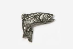#123 - Jumping Rainbow Trout Antiqued Pewter Pin