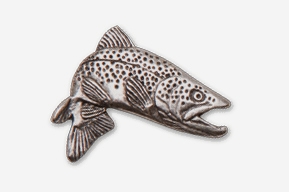 #126A - Jumping Brown Trout Antiqued Pewter Pin