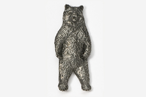 #423E - Standing Brown Bear Antiqued Pewter Pin