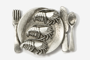 #680D - Shrimp Platter Antiqued Pewter Pin