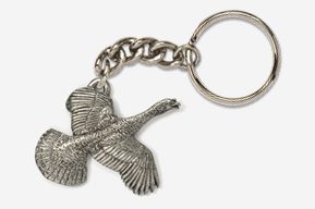 #K308 - Flying Turkey Antiqued Pewter Keychain