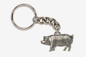 #K446 - Pig Antiqued Pewter Keychain
