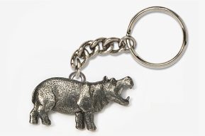 #K491 - Hippopotamus Antiqued Pewter Keychain