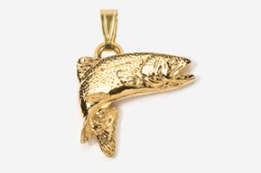 #P123G - Jumping Rainbow Trout 24K Gold Plated Pendant