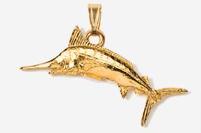 #P208G - Marlin 24K Gold Plated Pendant