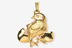 #P382G - Chick and Egg 24K Gold Plated Pendant