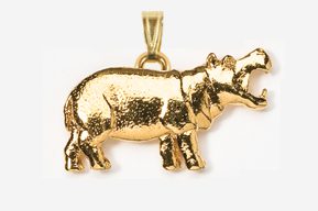 #P491G - Hippopotamus 24K Gold Plated Pendant