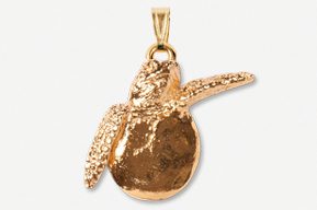 #P607AG - Hatchling Sea Turtle  24K Gold Plated Pendant
