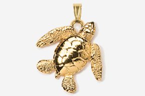 #P607G - Sea Turtle 24K Gold Plated Pendant