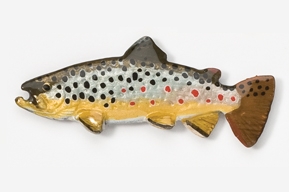 A brown trout is painted on a white background.