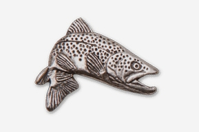 Jumping Brown Trout Antiqued Pewter Pin