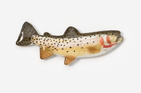 A brown trout fish with black spots on it's body.