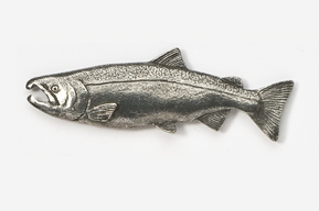 Male Coho Salmon Antiqued Pewter Pin