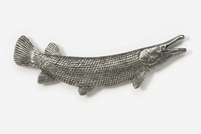 Alligator Gar Antiqued Pewter Pin