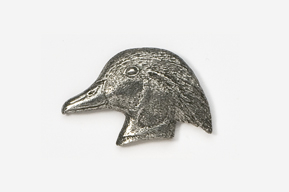 A metal bird head with a white background