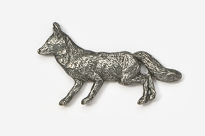 A metal dog is shown in profile.