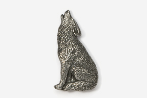 A silver dog sitting on top of the ground.