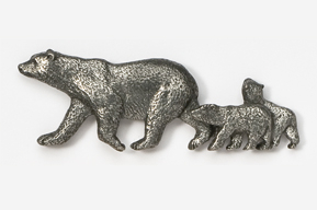 A metal bear and cub is shown in this image.