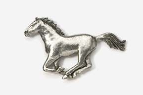 A silver horse is running in the air.