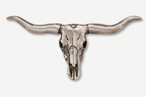 A cow skull with horns is shown on the white background.