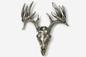 A silver deer head with antlers on top of it.