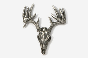 A silver deer head with antlers on top of it.