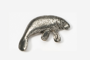 A silver manatee is shown on the white background.