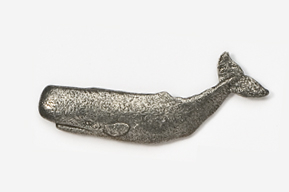 A silver whale is shown on the white background.