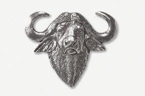 A silver buffalo head with horns on top of it.