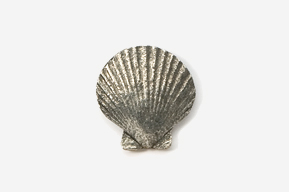 A silver shell with a bow on top of it.