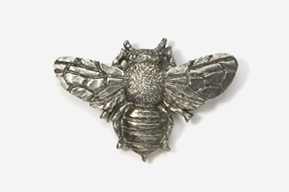 A silver bee is shown in this picture.