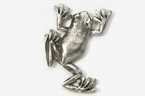 A silver frog is shown on the back of it.