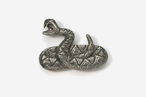 A silver snake with its head up and tail down.