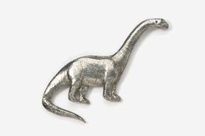 A silver dinosaur is shown in this picture.