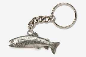 Rainbow Trout Antiqued Pewter Keychain