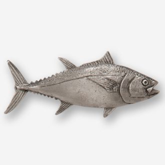 A silver fish with a black stripe on it's side.