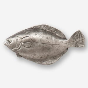 A silver fish is shown on the white background.