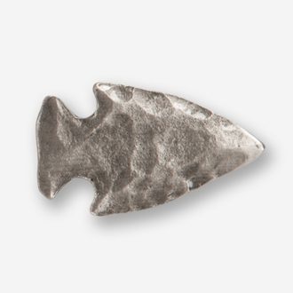 A silver arrowhead is shown on the white background.