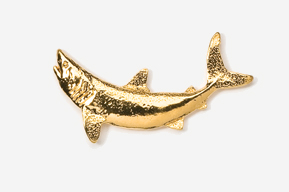 A gold shark is shown in this picture.