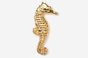 A gold seahorse is shown in this picture.