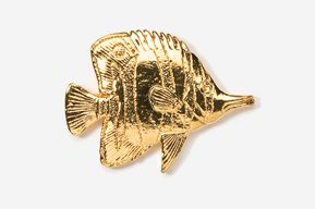 A gold fish pin is shown in this picture.