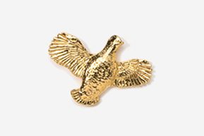 A gold bird with its wings spread.