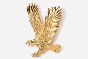 A gold eagle with its wings spread.