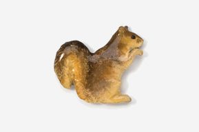 A squirrel figurine is shown in front of a white background.