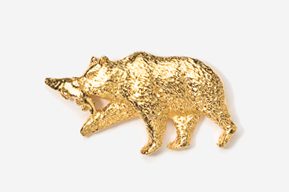 A gold bear with its head down