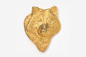 A gold bear head is shown on the wall.