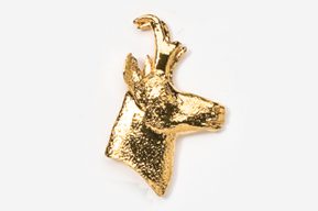 A gold deer head is shown on the white background.