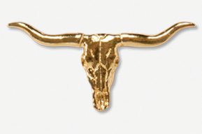 A gold bull skull is shown in this picture.