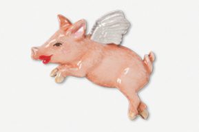 A pig with wings is flying in the air.