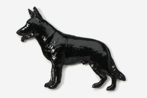 A black dog is standing on its hind legs.